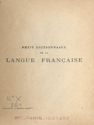 cover image of Petit dictionnaire de la langue française